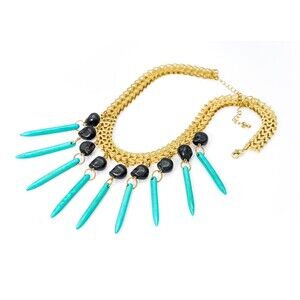 Hand made vintage unique and bold necklace with skull and dagger pendants